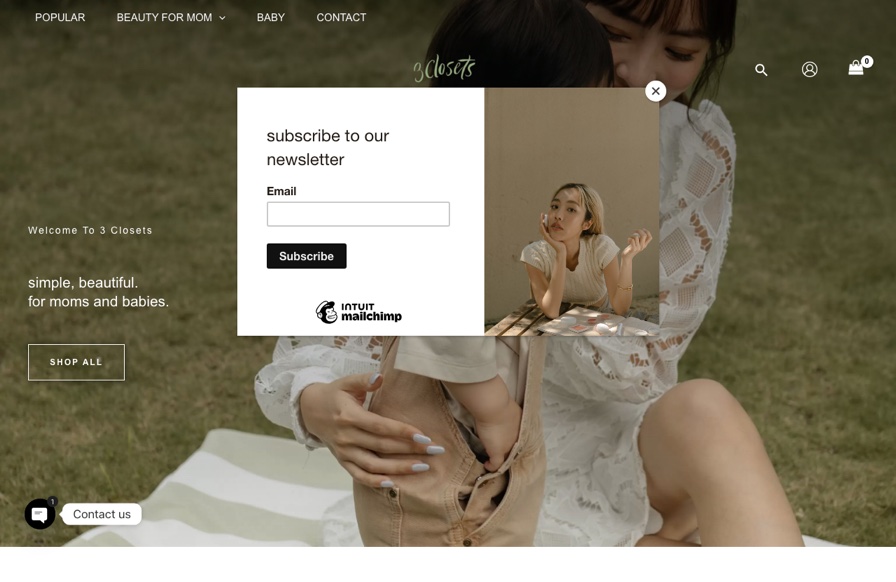 The 3 Closets desktop website screenshot