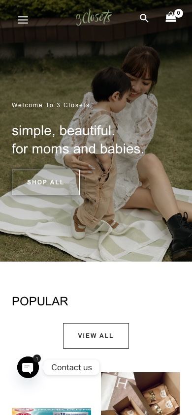 The 3 Closets mobile website screenshot